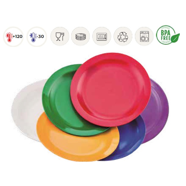 PLATO LLANO POLICARBONATO BLANCO 23 CM                                                                                                                                                                                                         